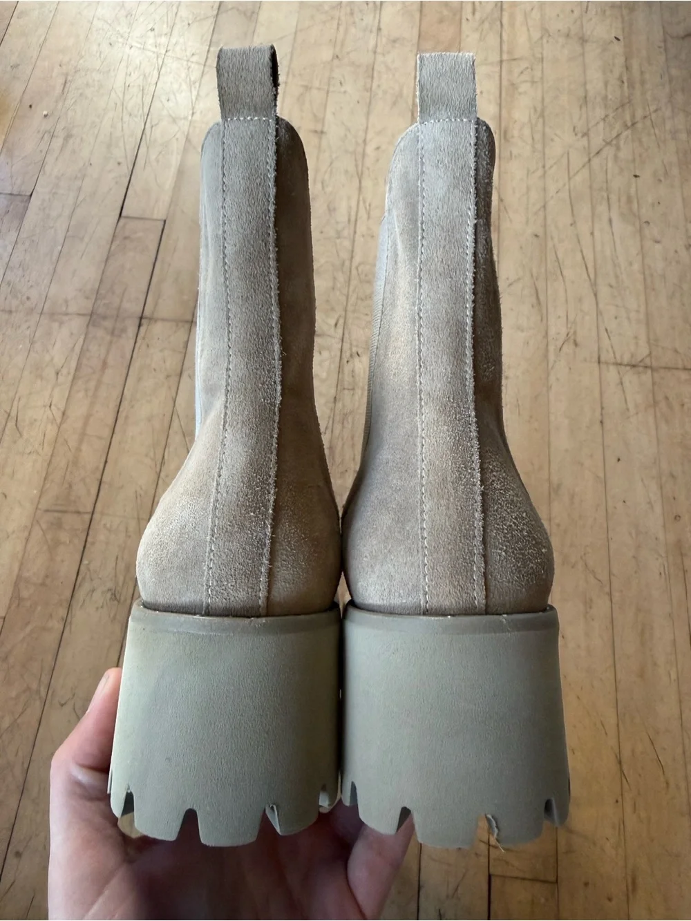 FREDA SALVADOR Brooke Rain Resistant Mink Suede Boot Lug Sole Pull On Ankle US 7 - Picture 7 of 10